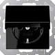 JUNG A 1520 NBFKIKL SW wandcontactdoos randaarde Safety+ met klapdeksel A-range zwart glans