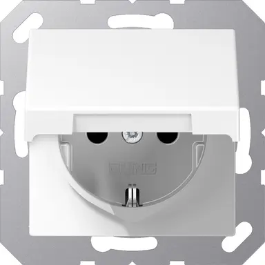 JUNG A 1520 NBFKIKL WW wandcontactdoos randaarde Safety+ met klapdeksel A-range alpine wit