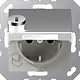 JUNG A 1520 NBFKLSL AL wandcontactdoos randaarde met klapdeksel en slot A-range aluminium