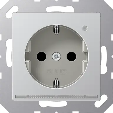 JUNG A 1520-O AL LNW wandcontactdoos randaarde Safety+ met LED-oriëntatieverlichting en lichtsensor A-range aluminium