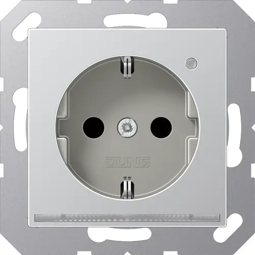 JUNG A 1520-O AL LNW wandcontactdoos randaarde Safety+ met LED-oriëntatieverlichting en lichtsensor A-range aluminium