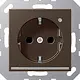 JUNG A 1520-O MO LNW wandcontactdoos randaarde Safety+ met LED-oriëntatieverlichting en lichtsensor A-range mokka