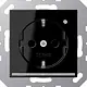 JUNG A 1520-O SW LNW wandcontactdoos randaarde Safety+ met LED-oriëntatieverlichting en lichtsensor A-range zwart glans