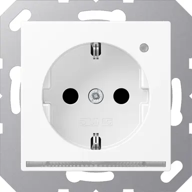 JUNG A 1520-O WWM LNW wandcontactdoos randaarde Safety+ met LED-oriëntatieverlichting en lichtsensor A-range sneeuwwit mat