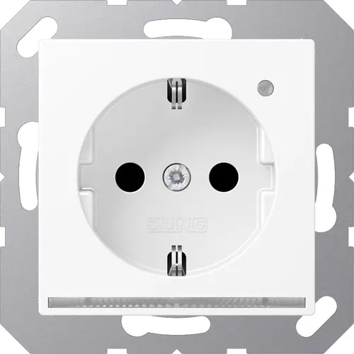 JUNG A 1520-O WWM LNW wandcontactdoos randaarde Safety+ met LED-oriëntatieverlichting en lichtsensor A-range sneeuwwit mat