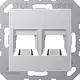 JUNG A 1569-25 WE AL afdekking klikbevestiging met draagring 2-voudig modulair jack A-range aluminium