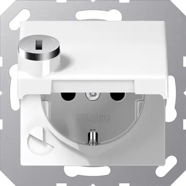 JUNG AS 1520 NBFKLSL WW wandcontactdoos randaarde Safety+ met klapdeksel en slot AS500 alpine wit