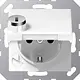 JUNG AS 1520 NBFKLSL WW wandcontactdoos randaarde Safety+ met klapdeksel en slot AS500 alpine wit