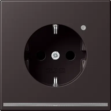 JUNG AL 1520-O D LNW wandcontactdoos randaarde Safety+ met LED-orientatieverlichting LS990 dark gelakt aluminium