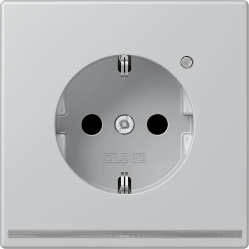 JUNG AL 1520-O LNW wandcontactdoos randaarde Safety+ met LED-orientatieverlichting LS990 aluminium