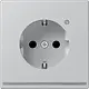 JUNG AL 1520-O LNW wandcontactdoos randaarde Safety+ met LED-orientatieverlichting LS990 aluminium
