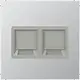 JUNG AL 1969-2 WE centraalplaat met draagring 2-voudig voor modulair jack LS990 aluminium