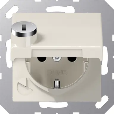 JUNG AS 1520 NBFKLSL wandcontactdoos randaarde Safety+ met klapdeksel en slot AS500 creme