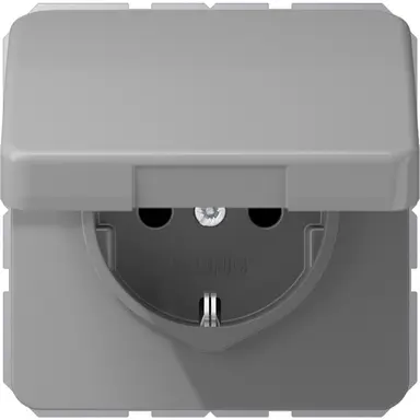 JUNG CD 1520 NBFKIKL GR wandcontactdoos randaarde Safety+ klapdeksel CD500 grijs