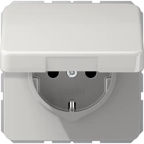 JUNG CD 1520 NBFKIKL LG wandcontactdoos randaarde Safety+ klapdeksel CD500 lichtgrijs