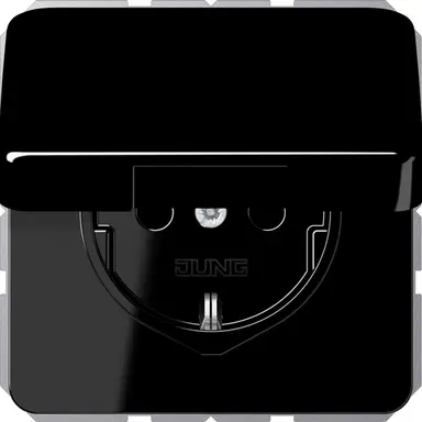 JUNG CD 1520 NBFKIKL SW wandcontactdoos randaarde Safety+ klapdeksel CD500 zwart glans