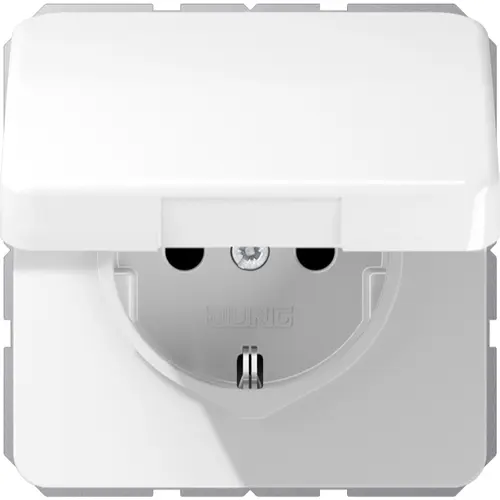 JUNG CD 1520 NBFKIKL WW wandcontactdoos randaarde Safety+ klapdeksel CD500 alpine wit