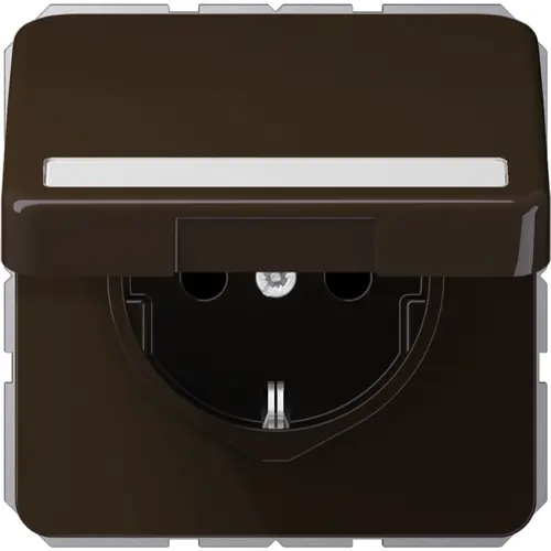 JUNG CD 1520 NBFNAKL BR wandcontactdoos randaarde Safety+ met tekstvenster en klapdeksel CD500 bruin