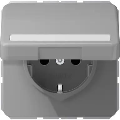 JUNG CD 1520 NBFNAKL GR wandcontactdoos randaarde Safety+ met tekstvenster en klapdeksel CD500 grijs