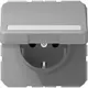 JUNG CD 1520 NBFNAKL GR wandcontactdoos randaarde Safety+ met tekstvenster en klapdeksel CD500 grijs