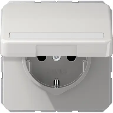 JUNG CD 1520 NBFNAKL LG wandcontactdoos randaarde Safety+ met tekstvenster en klapdeksel CD500 lichtgrijs
