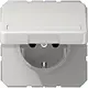 JUNG CD 1520 NBFNAKL LG wandcontactdoos randaarde Safety+ met tekstvenster en klapdeksel CD500 lichtgrijs