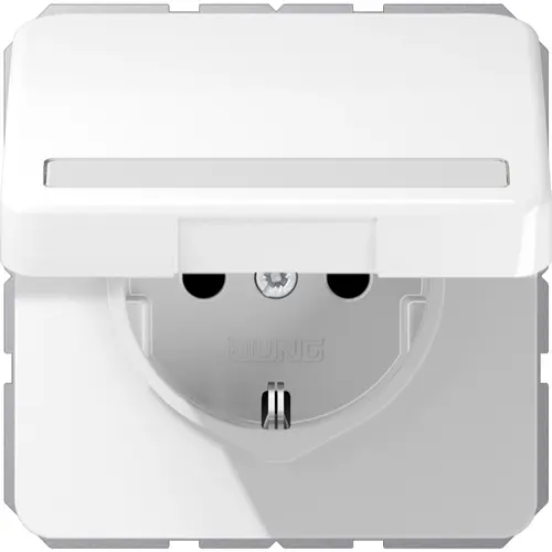 JUNG CD 1520 NBFNAKL WW wandcontactdoos randaarde Safety+ met tekstvenster en klapdeksel CD500 alpine wit
