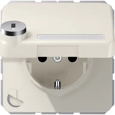JUNG CD 1520 NNAKLSL wandcontactdoos randaarde Safety+ klapdeksel tekstvenster slot CD500 creme