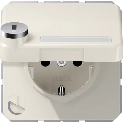 JUNG CD 1520 NNAKLSL wandcontactdoos randaarde Safety+ klapdeksel tekstvenster slot CD500 creme