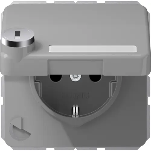 JUNG CD 1520 NNAKLSL GR wandcontactdoos randaarde Safety+ klapdeksel tekstvenster slot CD500 grijs