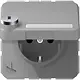 JUNG CD 1520 NNAKLSL GR wandcontactdoos randaarde Safety+ klapdeksel tekstvenster slot CD500 grijs