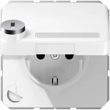 JUNG CD 1520 NNAKLSL WW wandcontactdoos randaarde Safety+ klapdeksel tekstvenster slot CD500 alpine wit