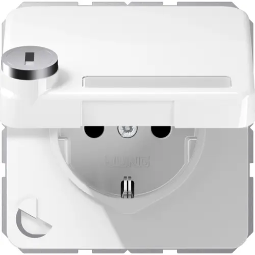 JUNG CD 1520 NNAKLSL WW wandcontactdoos randaarde Safety+ klapdeksel tekstvenster slot CD500 alpine wit
