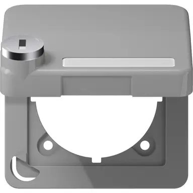 JUNG CD 590 BFKLSL GR klapdeksel met slot voor wandcontactdoos van 50 x 50 mmCD500 grijs