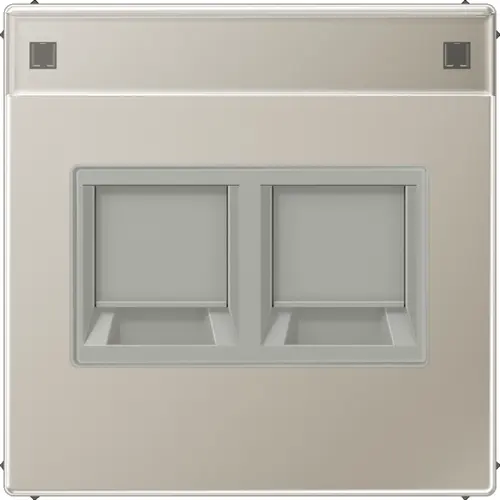 JUNG ES 1969-2 NA WE centraalplaat 2-voudig modular-jack tekstvenster LS990 edelstaal