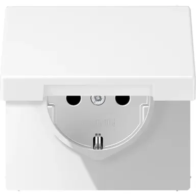 JUNG LS 1520 NBFKL WWM wandcontactdoos randaarde klapdeksel LS990 sneeuwwit mat
