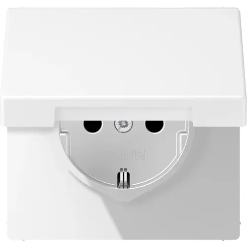 JUNG LS 1520 NBFKL WWM wandcontactdoos randaarde klapdeksel LS990 sneeuwwit mat