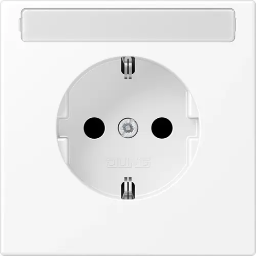 JUNG LS 1520 NKINA WWM wandcontactdoos randaarde tekstvenster Safety+ LS990 sneeuwwit mat