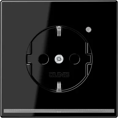 JUNG LS 1520-O SW LNW wandcontactdoos randaarde Safety+ met LED-orientatieverlichting LS990 zwart glans