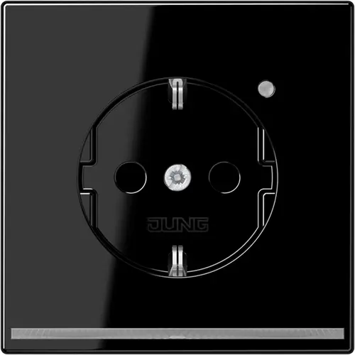 JUNG LS 1520-O SW LNW wandcontactdoos randaarde Safety+ met LED-orientatieverlichting LS990 zwart glans