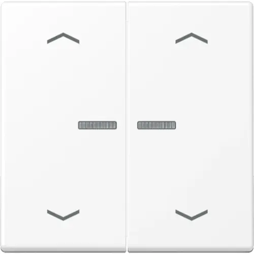 JUNG A 102 KO5P BF WWM schakelwip 2-voudig met controlevenster en pijlsymbolen voor HOME draadloze schakelaar A-range sneeuwwit mat