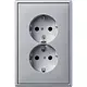 JUNG AL 5015 KI-L wandcontactdoos 2-voudig randaarde Safety+ voor ovale 1,5 inbouwdoos LS990 aluminium