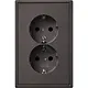 JUNG AL 5015 KI D-L wandcontactdoos 2-voudig randaarde Safety+ voor ovale 1,5 inbouwdoos LS990 dark gelakt aluminium