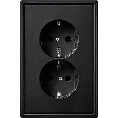JUNG LS 5015 KI SWM wandcontactdoos 2-voudig randaarde Safety+ voor ovale 1,5 inbouwdoos LS990 grafietzwart mat