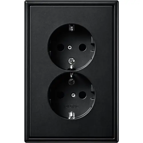 JUNG LS 5015 KI SWM wandcontactdoos 2-voudig randaarde Safety+ voor ovale 1,5 inbouwdoos LS990 grafietzwart mat