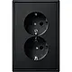 JUNG LS 5015 KI SWM wandcontactdoos 2-voudig randaarde Safety+ voor ovale 1,5 inbouwdoos LS990 grafietzwart mat