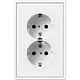 JUNG LS 5015 KI WWM wandcontactdoos 2-voudig randaarde Safety+ voor ovale 1,5 inbouwdoos LS990 sneeuwwit mat