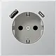 JUNG AL 1520-15 CA wandcontactdoos randaarde Safety+ met USB type A en C LS990 aluminium