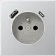 JUNG AL 1520 F-15 CA wandcontactdoos penaarde Safety+ met USB type A en C LS990 aluminium