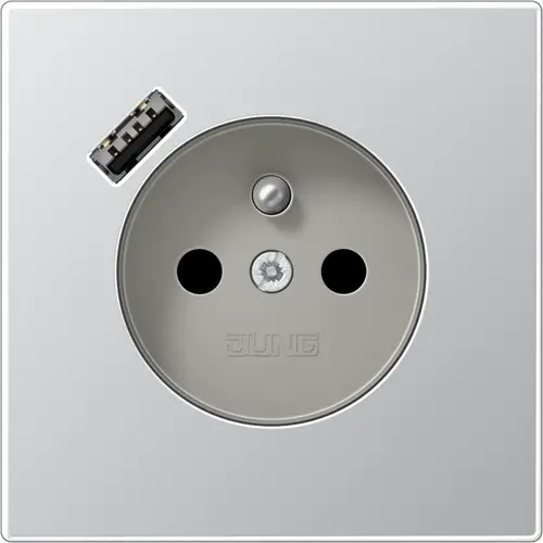 JUNG AL 1520 F-18 A wandcontactdoos penaarde Safety+ met USB type A LS990 aluminium